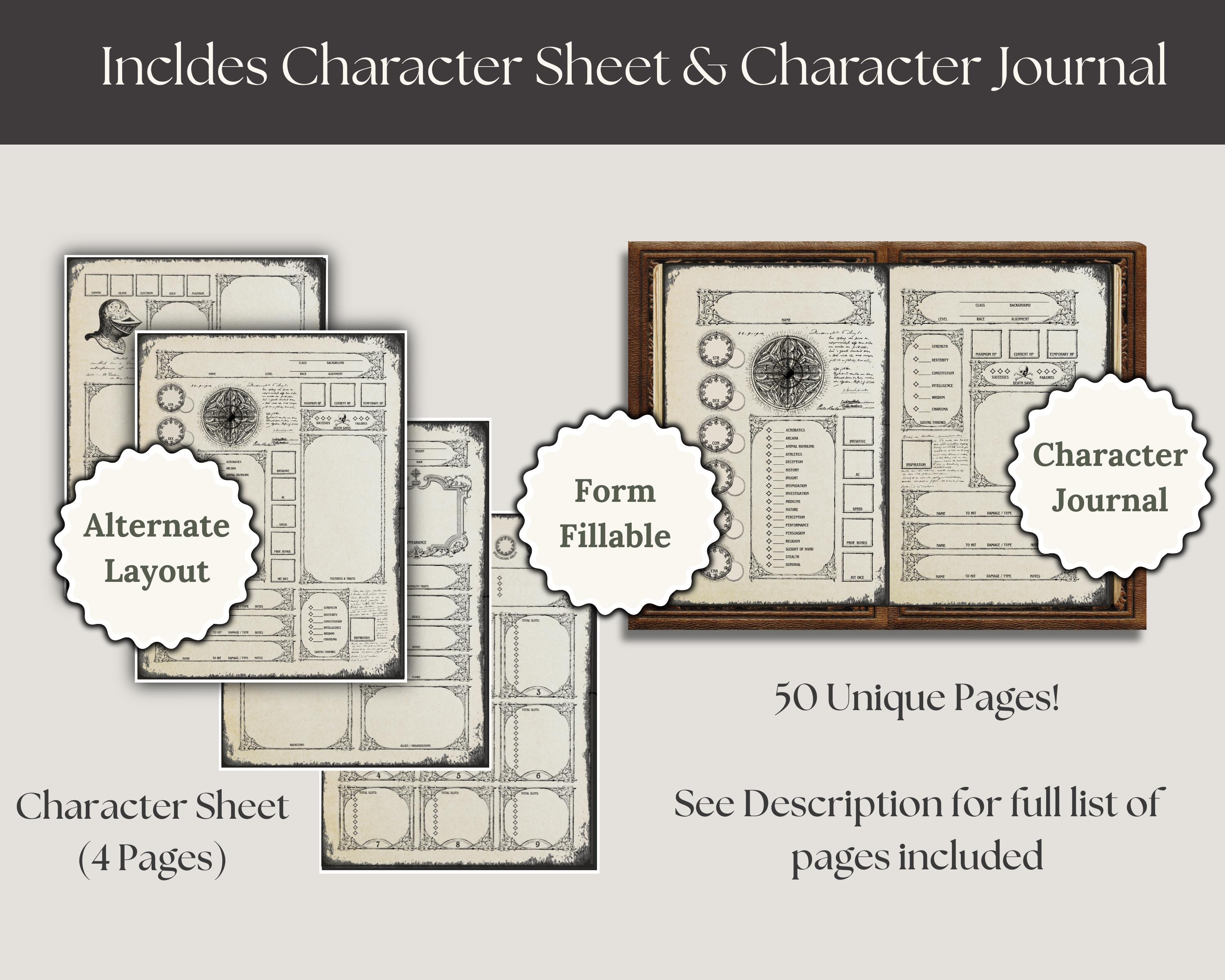 Dnd Character Sheet | Dnd Journal for Dnd 2024 & 2014 | Dungeons and ...