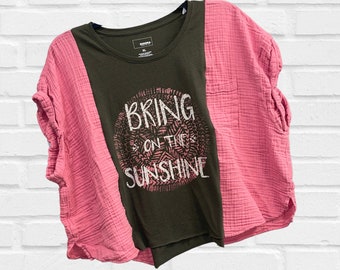 Bring on the Sunshine, t-shirt en lin et jersey, oversize XL