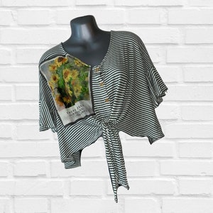 Tie-front Monet Patchwork Top Womens XL