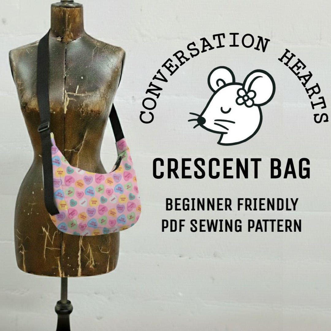 Crescent Heart Crossbody Bag PDF Sewing Pattern | Beginner Shoulder ...