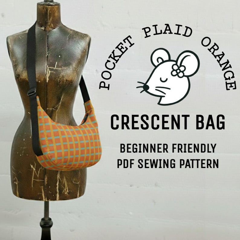 Orange Plaid Crescent Crossbody Bag PDF Sewing Pattern | Beginner DIY ...