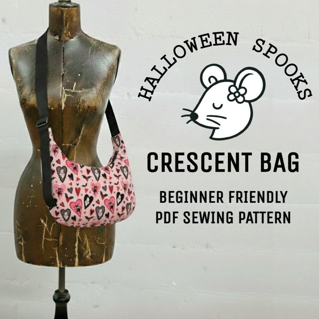 Halloween Crescent Bag Sewing Pattern | Spooky Crossbody, Trick or ...