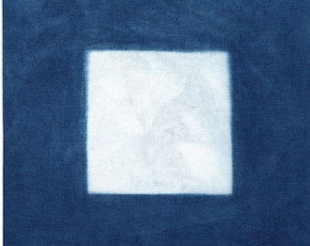 Square Shibori on Cotton, Natural Indigo, Itajime Technique (~9" x 9")