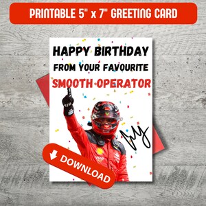 DIGITAL Carlos Sainz Ferrari Digitale Formel 1 Grußkarte Alles Gute zum Geburtstag von Ihrem Liebling-Operator 5 "x 7"