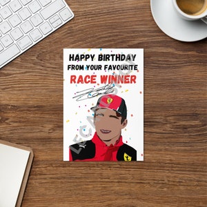 Charles Leclerc Scuderia Ferrari Formule 1 wenskaart Gelukkige verjaardag van je favoriete racewinnaar 5 "x 7"