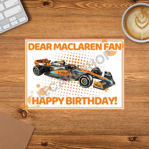 Biglietto d'auguri MCLAREN Formula 1 F1 "Caro fan della Ferrari, buon compleanno!" Biglietto stile tenda da 7"x5" di alta qualità