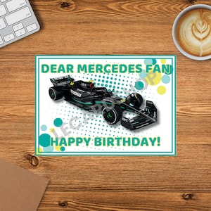 Biglietto di compleanno MERCEDES Formula 1 F1 “Caro fan della Ferrari, buon compleanno!” Biglietto stile tenda 7” x 5” di alta qualità