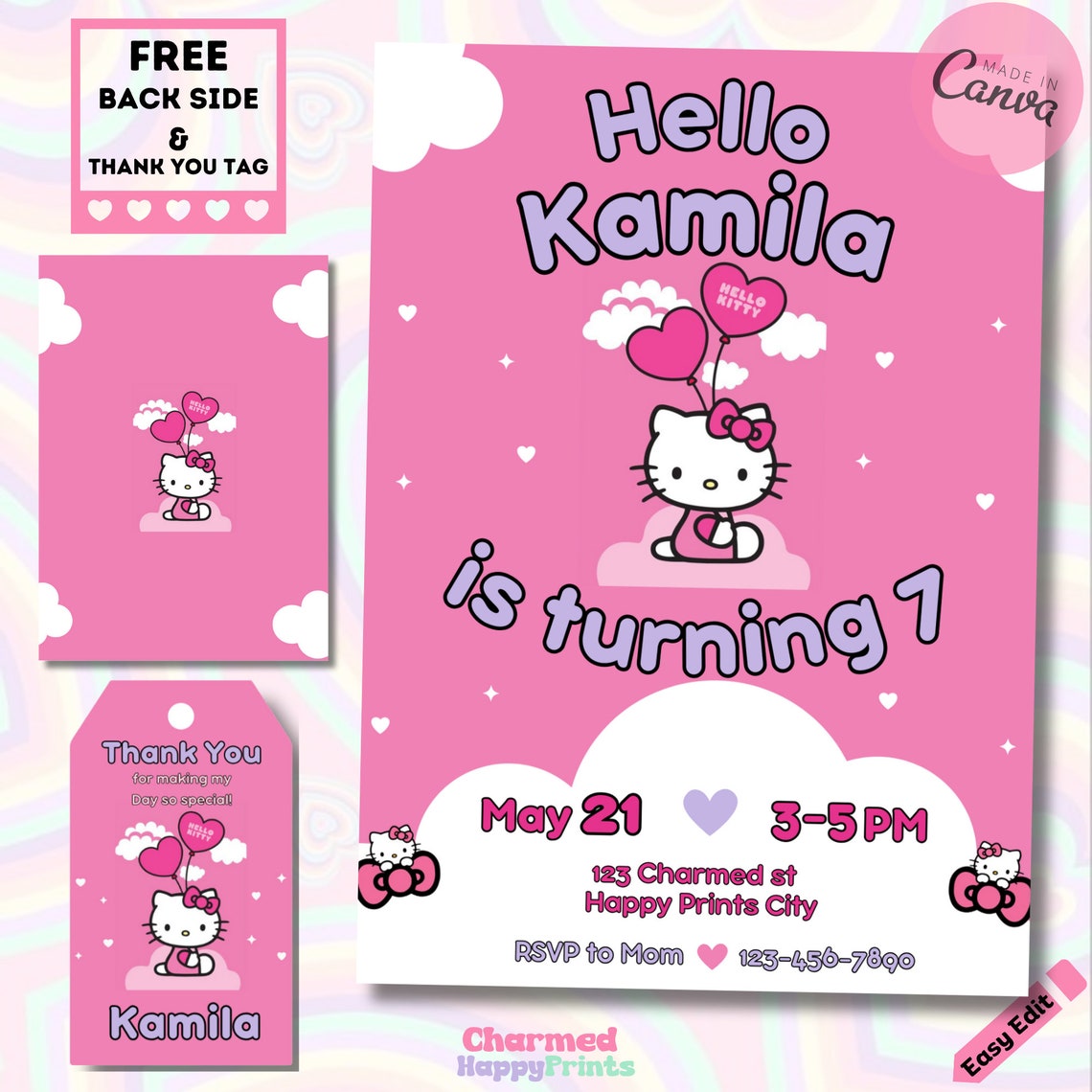Kitty Invitation. Kitty Birthday Invitation. Kitty Party Invite. Kitty Digital Invitation. Kitty