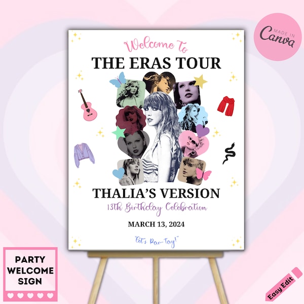 Taylor Party Welcome Sign Eras Tour Welcome Sign Printable Eras Party Sign Taylor Birthday Welcome Sign Taylor Party Sign Decorations