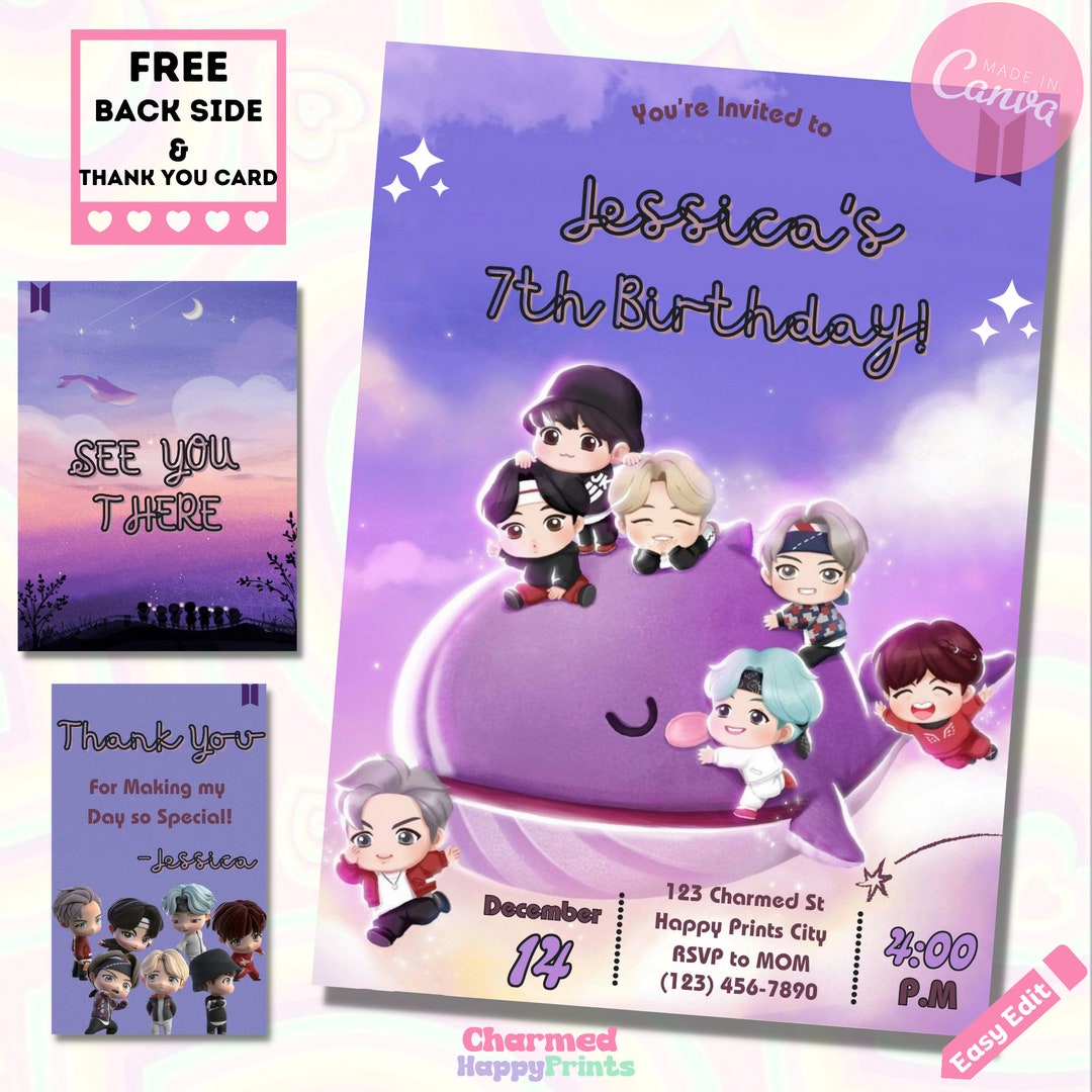 BTS Birthday Invitation KPOP Party Invite Bts Invitation Bts Etsy BTS Birthday Invitation KPOP Party Invite Bts Invitation Bts Etsy