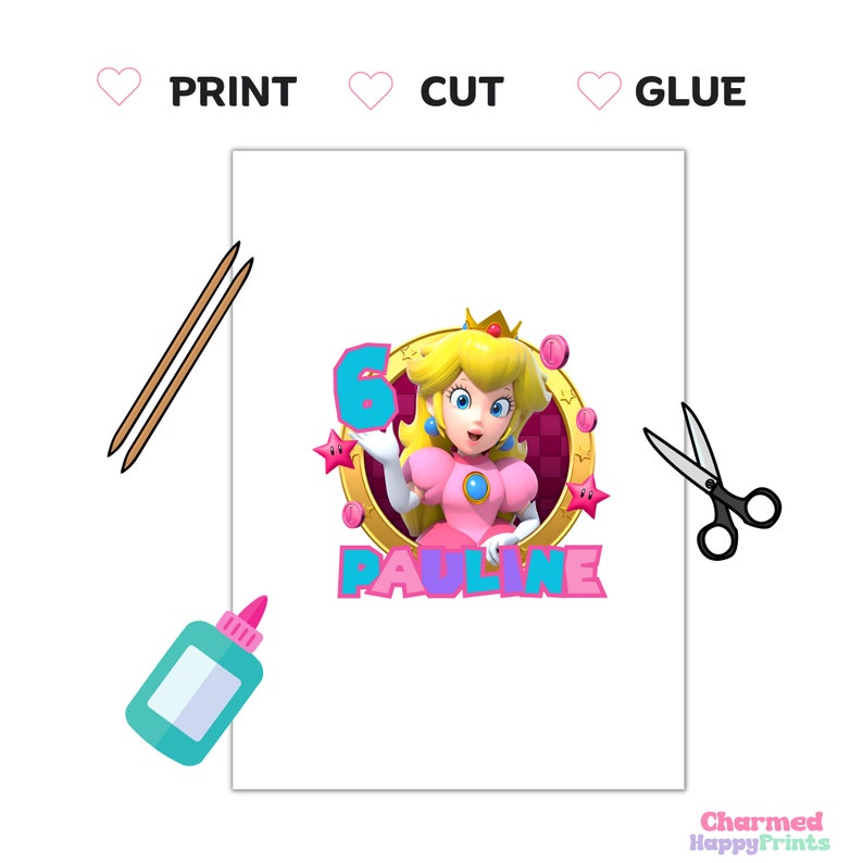 Princess Peach Cake Topper. Princess Peach PNG. Princess Peach Shirt ...