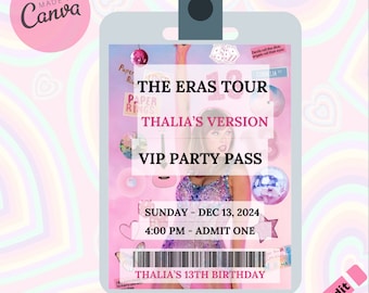 Eras Tour VIP Pass Printable Party VIP Pass Taylor Party Favors Eras Tour Party Decorations Eras Tour Party Pass Eras Party Decoration