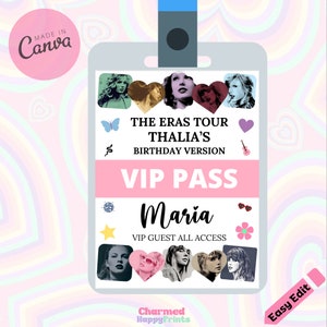 Eras Tour VIP Pass Printable Party VIP Pass Taylor Party Favors Eras Tour Party Decorations Eras Tour Party Pass Eras Party Decoration