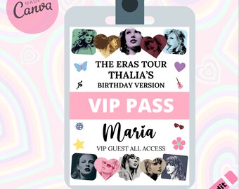 Eras Tour VIP Pass Printable Party VIP Pass Taylor Party Favors Eras Tour Party Decorations Eras Tour Party Pass Eras Party Decoration