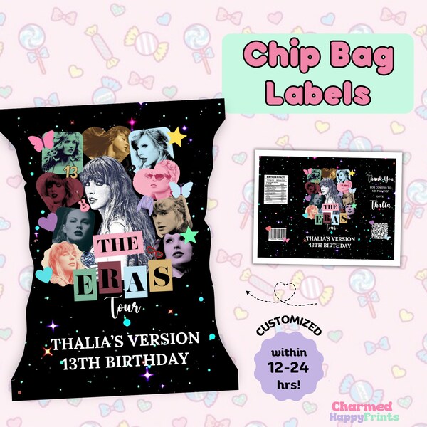 Eras Tour Chip Bag Printable Snack Bag Labels Taylor Party Favors Eras Tour Party Decorations Eras Tour Party Chip Bag Tay Party Snack