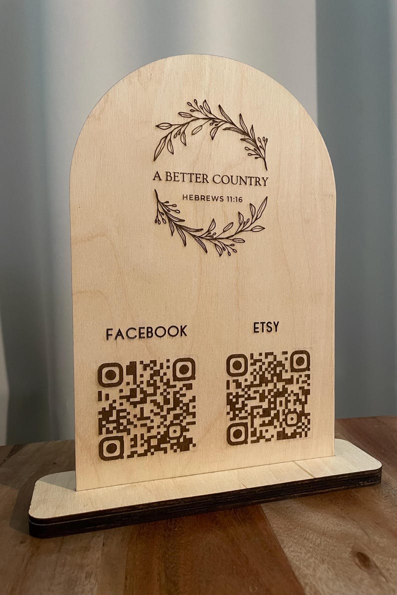 Custom Wooden QR Code Table Sign - Etsy
