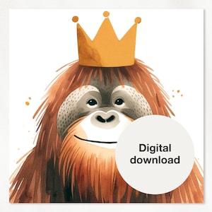 Printable Birthday Card | Greeting Card | Congratulations card | Happy Birthday | Cute Monkey | Scandinavian | Watercolor | Digital Download