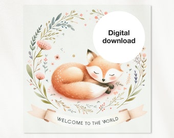 Printable New Baby Card | Greeting Card | Congratulations card | New Baby | Scandinavian | Watercolor | Digital Download