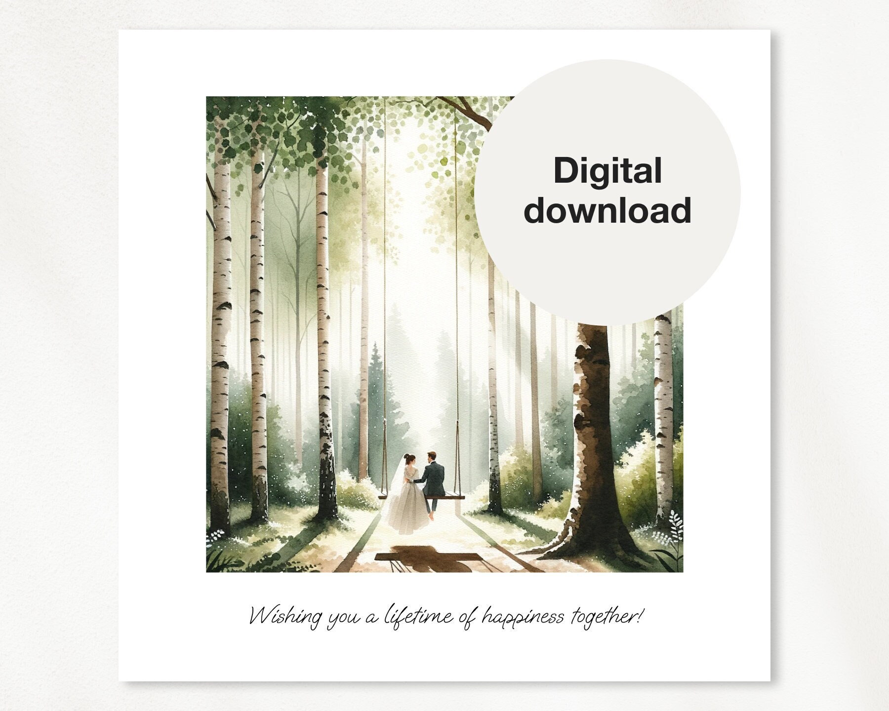 Printable Wedding Card | Greeting Card | Congratulations card | Botanical | Happy | Scandinavian | Watercolor | Digital Download