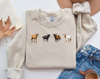 Goat Sweatshirt, Goat Lover Sweatshirt, Goat Lover Gift, Cute Farm Animal Sweatshirt, Farmer Gift, Animal Sweatshirt,Gift for Her