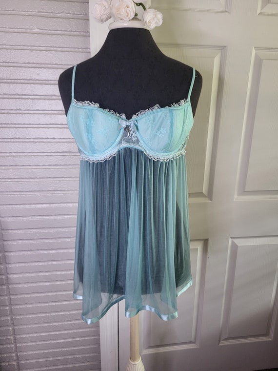 Y2K Coquette Powder Blue Babydoll Slip