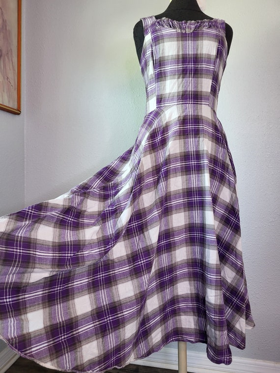 Vintage Fit and Flare Window Pane Plaid Midi Dress