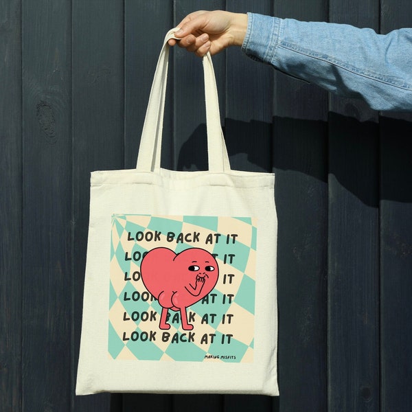 Look back @ it Canvas Tote Bag, Cheeky tote, Hippie Tote, grocery tote, library tote, book tote