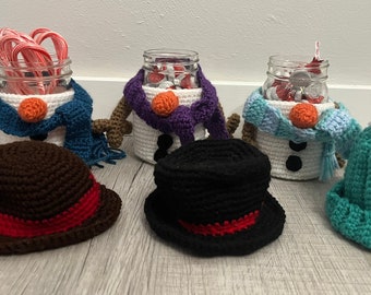 Crochet Pattern for Snowman Jar