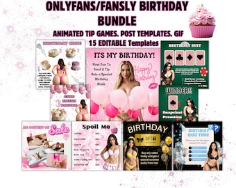 Onlyfans Birthday Bundle | Onlyfans Tip Game | Perfect for Fansly Reddit Sextpanther Onlyfans Promo Graphic Fully Editable Template Canva