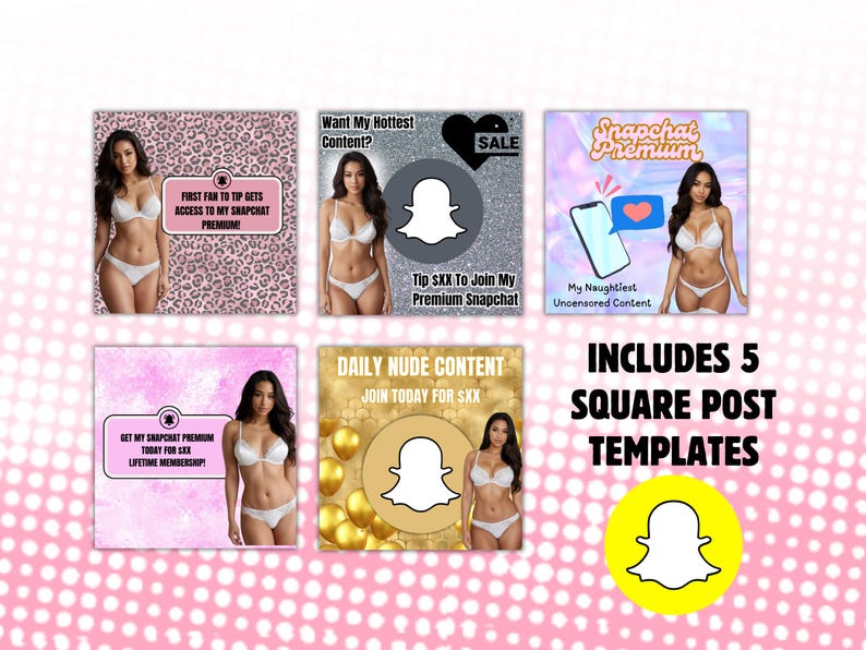 Plantillas de promoción premium de Snapchat / Camgirls de Onlyfans con modelos Fansly / Campaña de consejos sobre subtítulos de Onlyfans totalmente editable en Canva gratis Descarga instantánea imagen 3