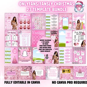 Sjablonen kerstpromotie Onlyfans: Pink Tip-menu, games (bewerkbaar op canvas)