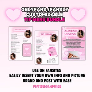 Onlyfans Tip Menu Bundle: Customizable Fansite Graphics (Digital Download)