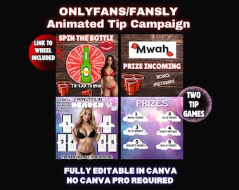 Juegos de consejos de Onlyfans: Plantilla de Canva "Gira la ruleta" (Descarga digital)