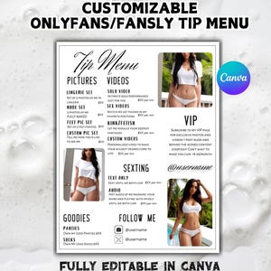 Onlyfans Tip Menu Template: Simple Classy Design (Canva Editable)