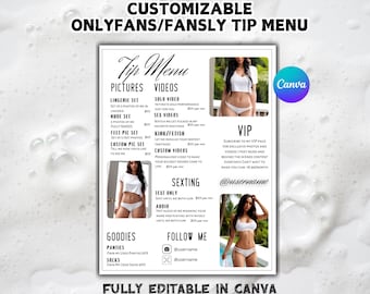 Onlyfans Tip Menu Template for Onlyfans Creators - Etsy
