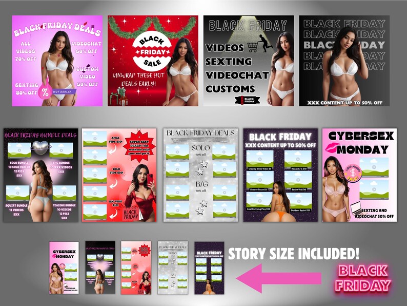 Black Friday Onlyfans Promo Templates: Editable Canva Bundle (Digital Download) image 2