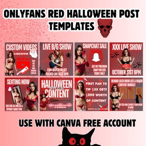 Tylko fani Halloween Promo Grapics | 8 edytowalnych darmowych szablonów Canva dla Onlyfans Fansly Camgirls | Straszny szablon Tylko fani październikowa promocja