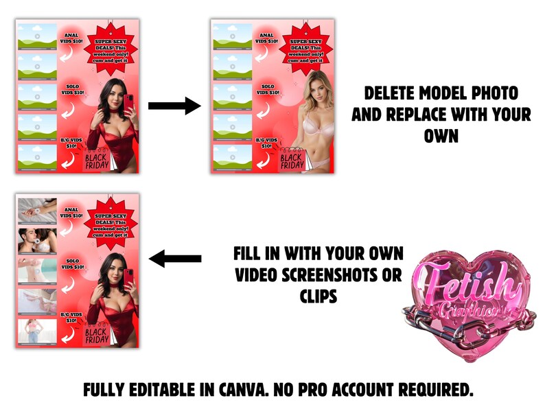 Black Friday Onlyfans Promo Templates: Editable Canva Bundle (Digital Download) image 3