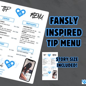 Fansly Tip Menu |Bearbeitbare Vorlage| Onlyfans Tip Menü|