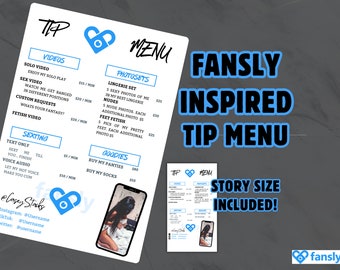 Bearbeitbare Fansly Tip-Menüvorlage
