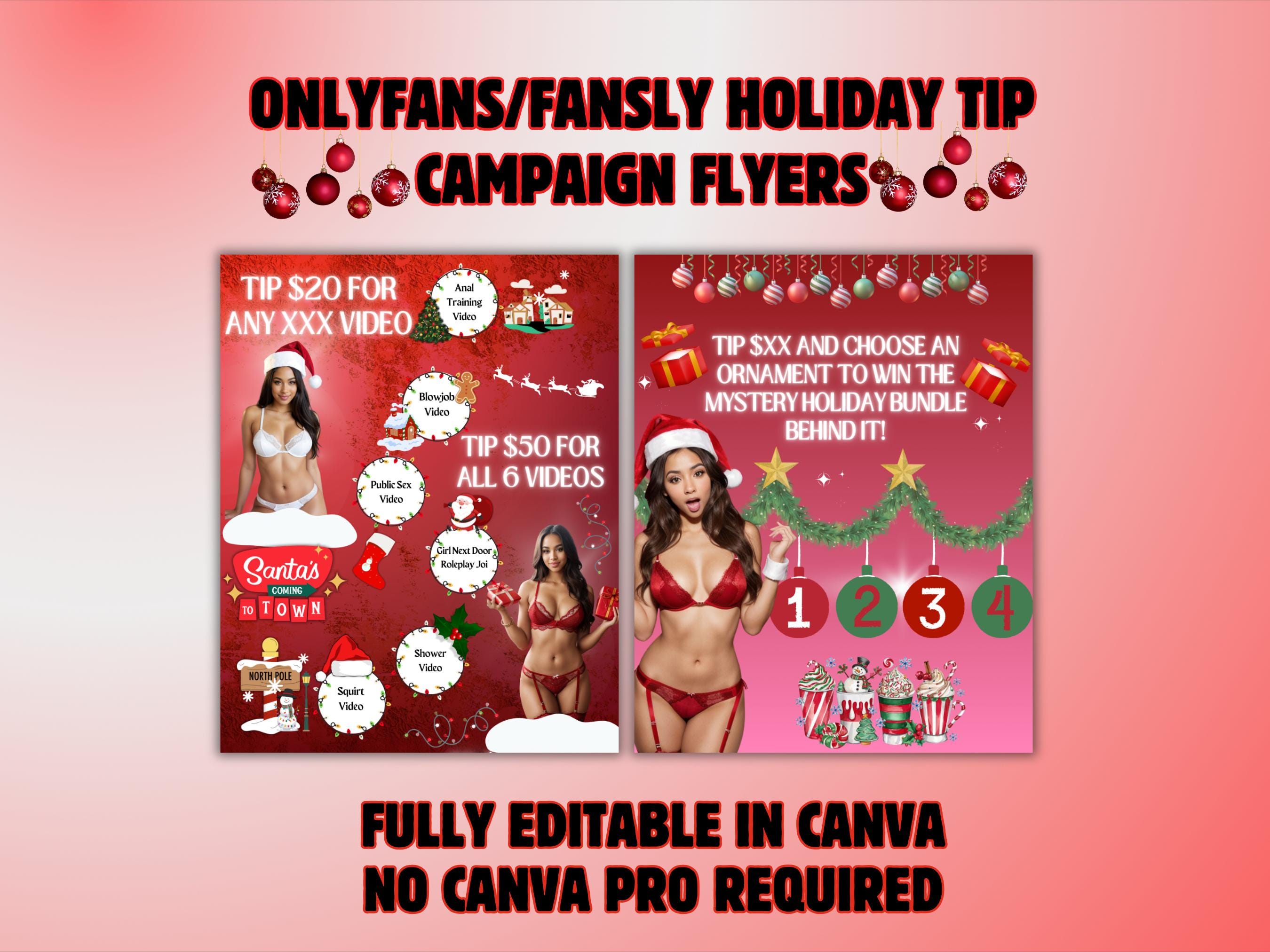 Onlyfans Weihnachtstipp-Aktion | Vollständig bearbeitbare Vorlage für Onlyfans Modelle Fansly Snapchat | Onlyfans Promo Flyer Canva Kostenloser Download