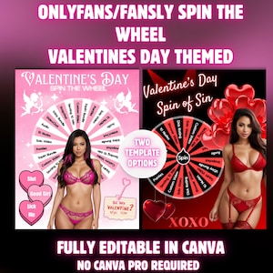 Onlyfans Tip Game | 2 Valentines Day Spin The Wheel for Onlyfans Fansly Model | Onlyfans VDay Promo Tip Games | Canva Free Download Template