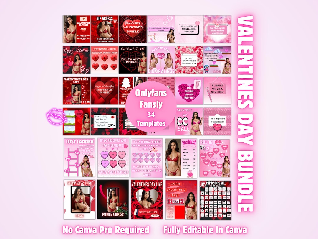 Onlyfans Valentines Day 34 Template Bundle | Promo Flyer | for Onlyfans