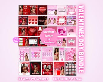 Onlyfans Valentines Day Template Bundle: Promo Flyer (Canva Editable)