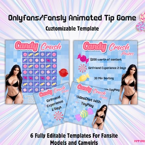 Animiertes Onlyfans Trinkgeld Spiel: Candy Crush Template (Canva Download)