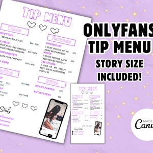 Onlyfans Customizable Tip Menu |Tip Menu for Fansly| Onlyfans Promo Graphic|