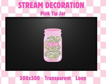 Pink Tip Jar Animated Stream Overlay: Webcam Decoration (Digital Download)
