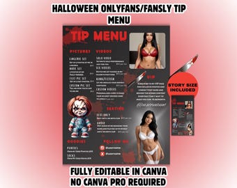 Halloween Onlyfans Tip Menu Template: Bearbeitbares Canva Design (Digitaler Download)