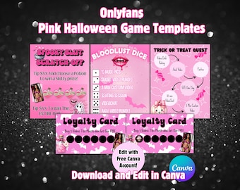 Onlyfans Halloween Tip Game Bundle: Pink Promo Graphics (Canva Download)