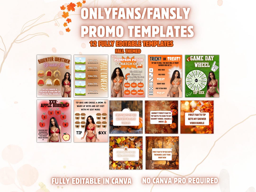 Onlyfans Fall Promo Templates | Fully Editable in Canva | September